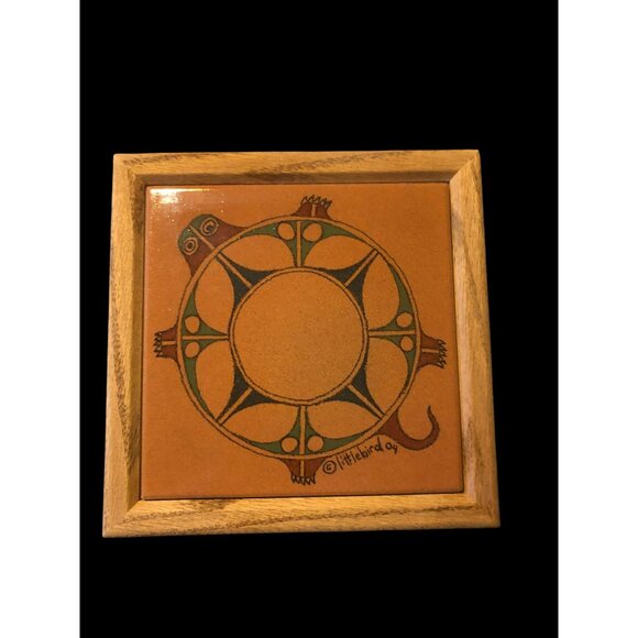 Native American Ceramic Tile Trivet With Wooden Frame By Littlebird - Picture 7 of 7